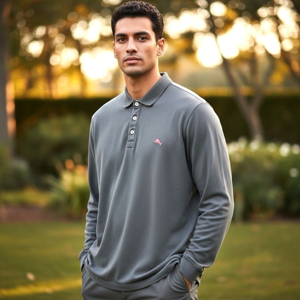 Tommy Bahama Island Zone Polo Shirt Mens‎ XL Gray Supima Golf Casual Adult